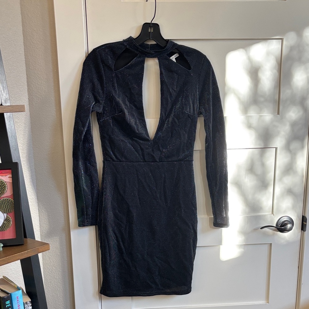Charlotte Russe Midnight Sparkle Long Sleeve Dress